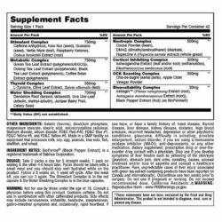 "Animal Cuts Nutrition Facts – Multi-phase fat-burning system with thermogenic, metabolic, diuretic, and nootropic support for weight management."