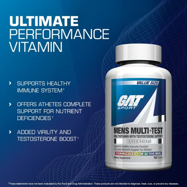 mens-multitest-vitamin-237245 Active man taking Gat Sport Mens Multi+Test Vitamin for energy and muscle support